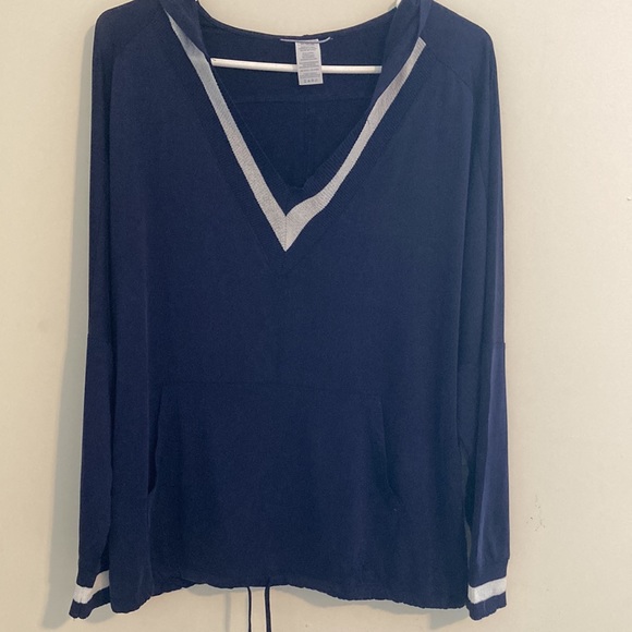 Splendid Women’s Striped V-Neck Hooded Pullover - Picture 4 of 9